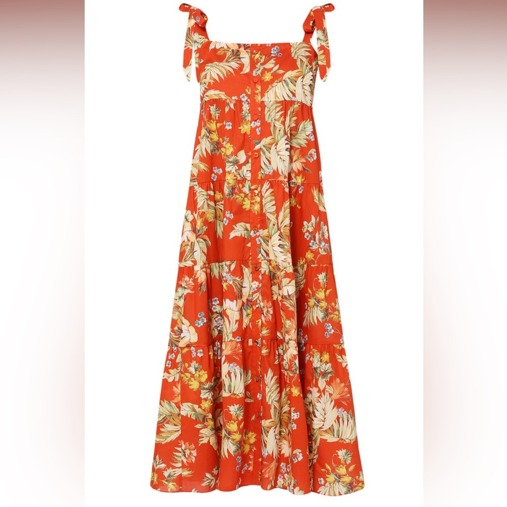 ERDEM NWOT Georgia Liberty Palm cotton midi sundress